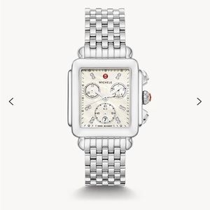 Michele deco diamond stainless steel watch